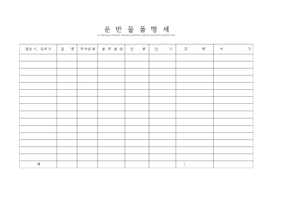 운반물품명세 운반물품명세